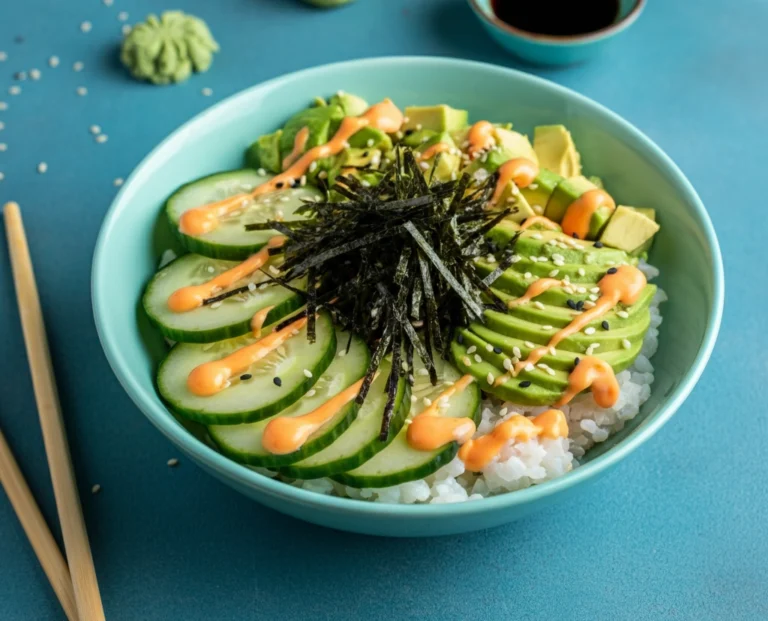 Fresh Cucumber and Avocado Sushi Bowls