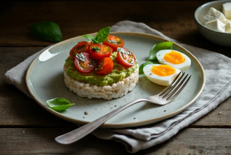 Quick Healthy Snack Idea: Avocado & Tomato Rice Cakes