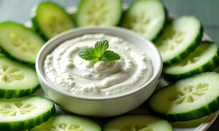 Crispy Cucumber Slices with Creamy Tzatziki: A Refreshing Snack